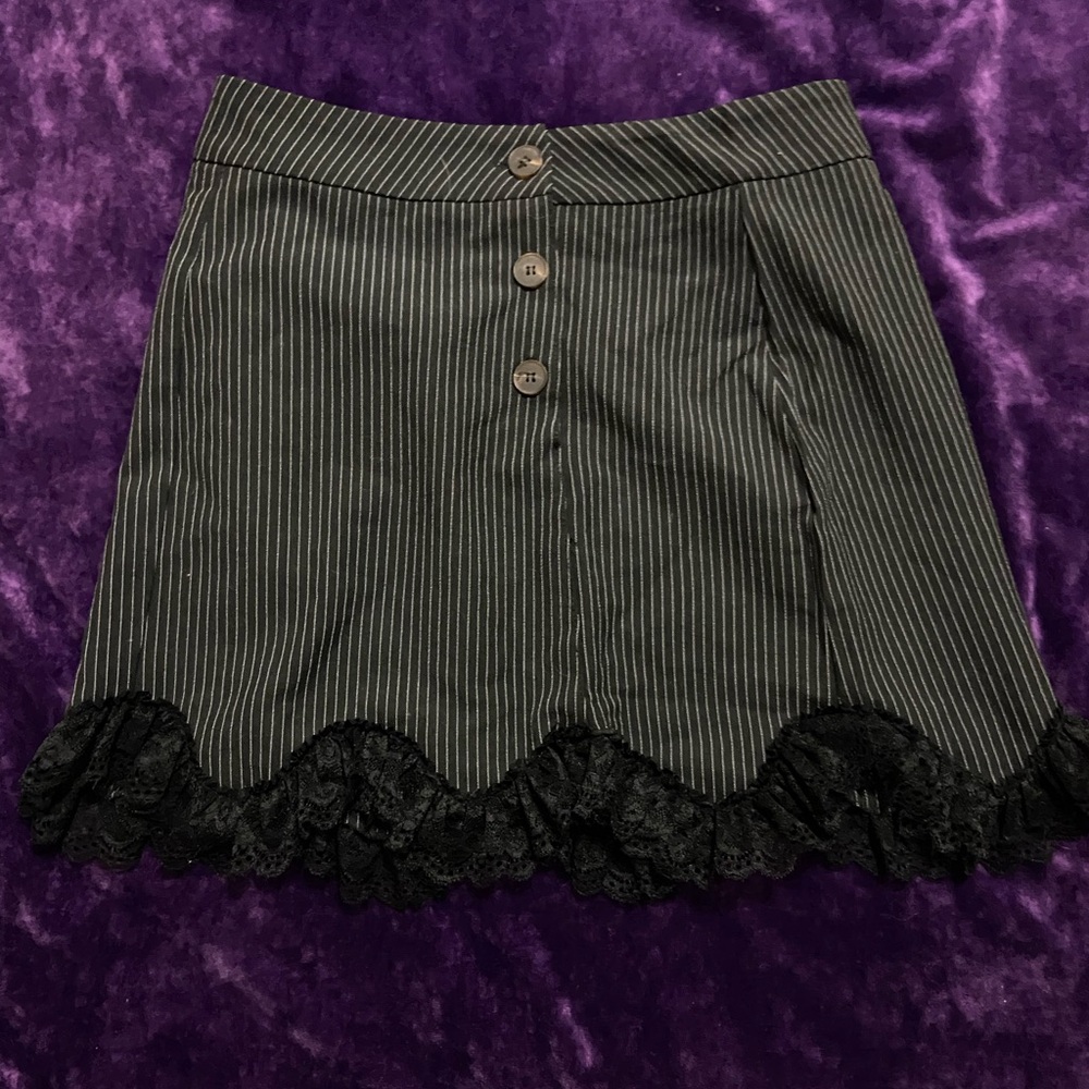 Pin-Striped Skirt with Lace Trim NWOT